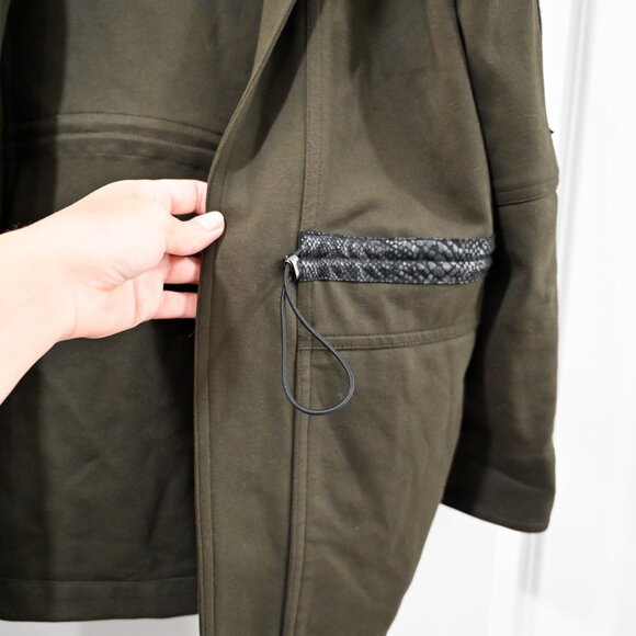 LYSSE XS Open Front Drawstring Deep Olive Green Jacket - Picture 5 of 9